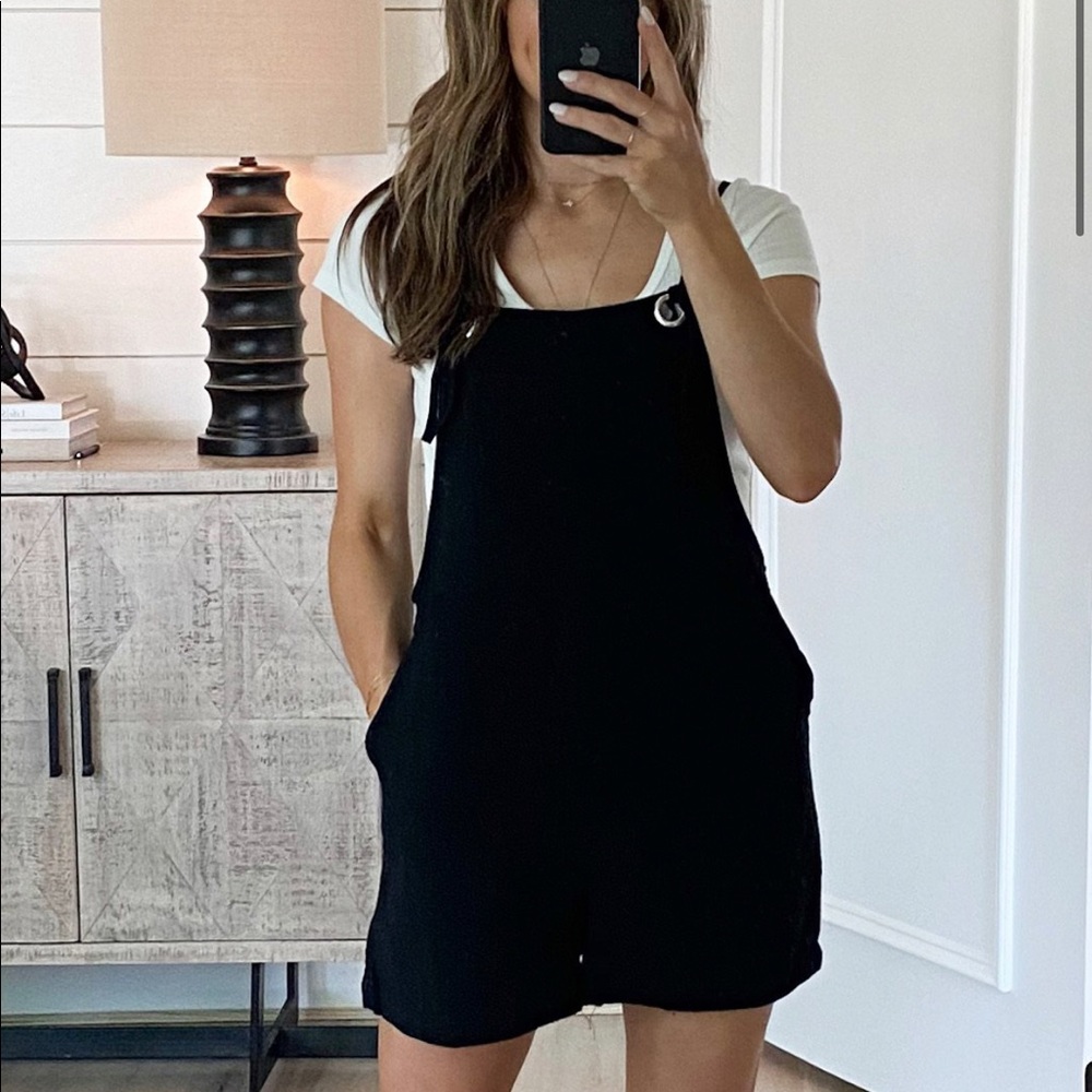 TALULAH Black Pocket Overalls